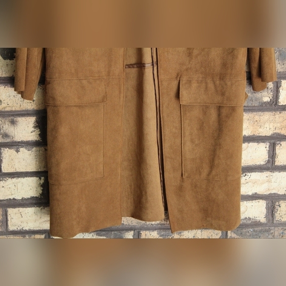 C- H&M brown faux suede coat - Picture 2 of 4